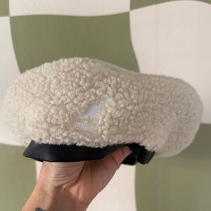 Kangol Beret Cream Colored w/ Sherpa